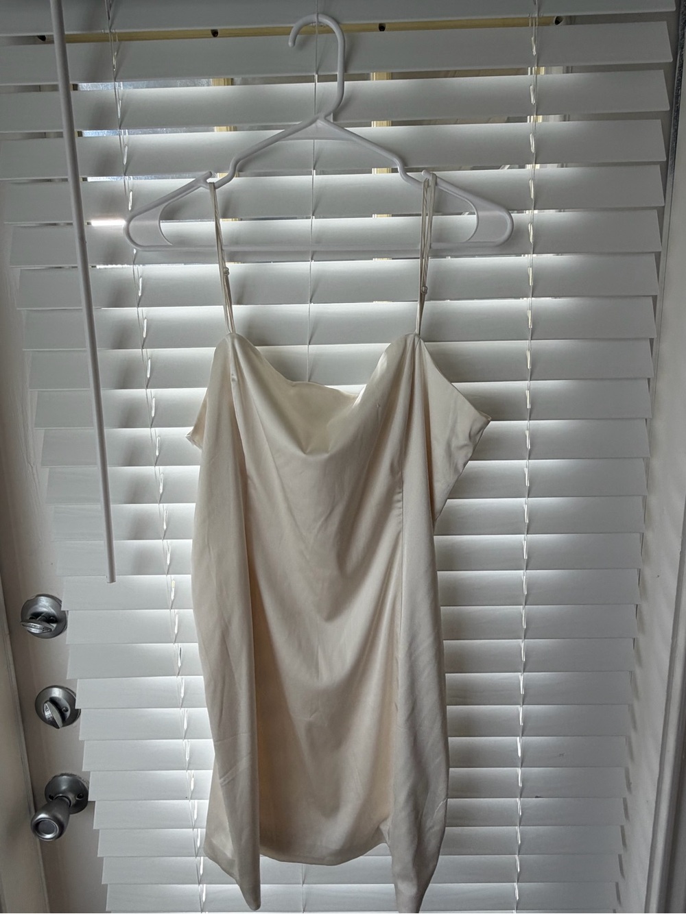 Sunday Best Ivory Satin Slip Dress with Cowl Neck